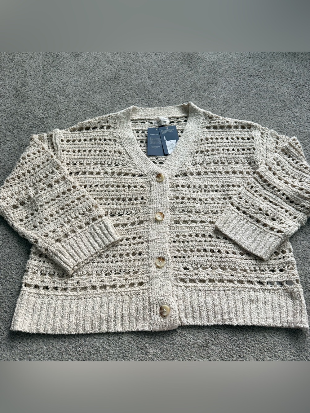 Universal Thread Open-Knit Crochet Cardigan Sweater - Cream